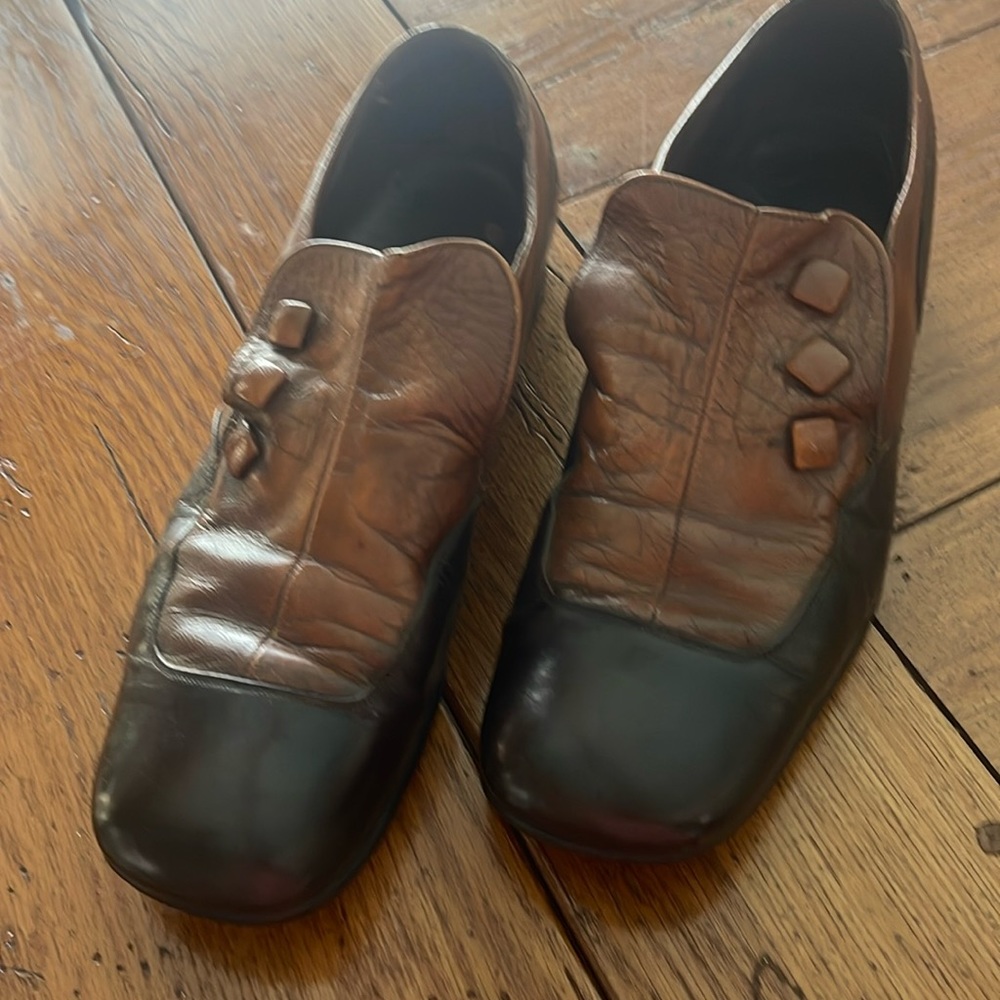 VTG Sz 10 Leather men slip on Palm Beach classic brown shoes dapper Dan loafers